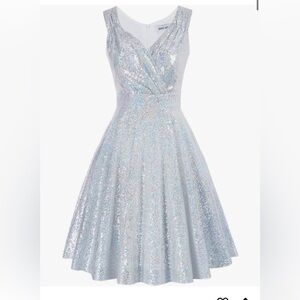 GRACE KARIN Women's Glitter Sequin Cocktail Party Dress Flared